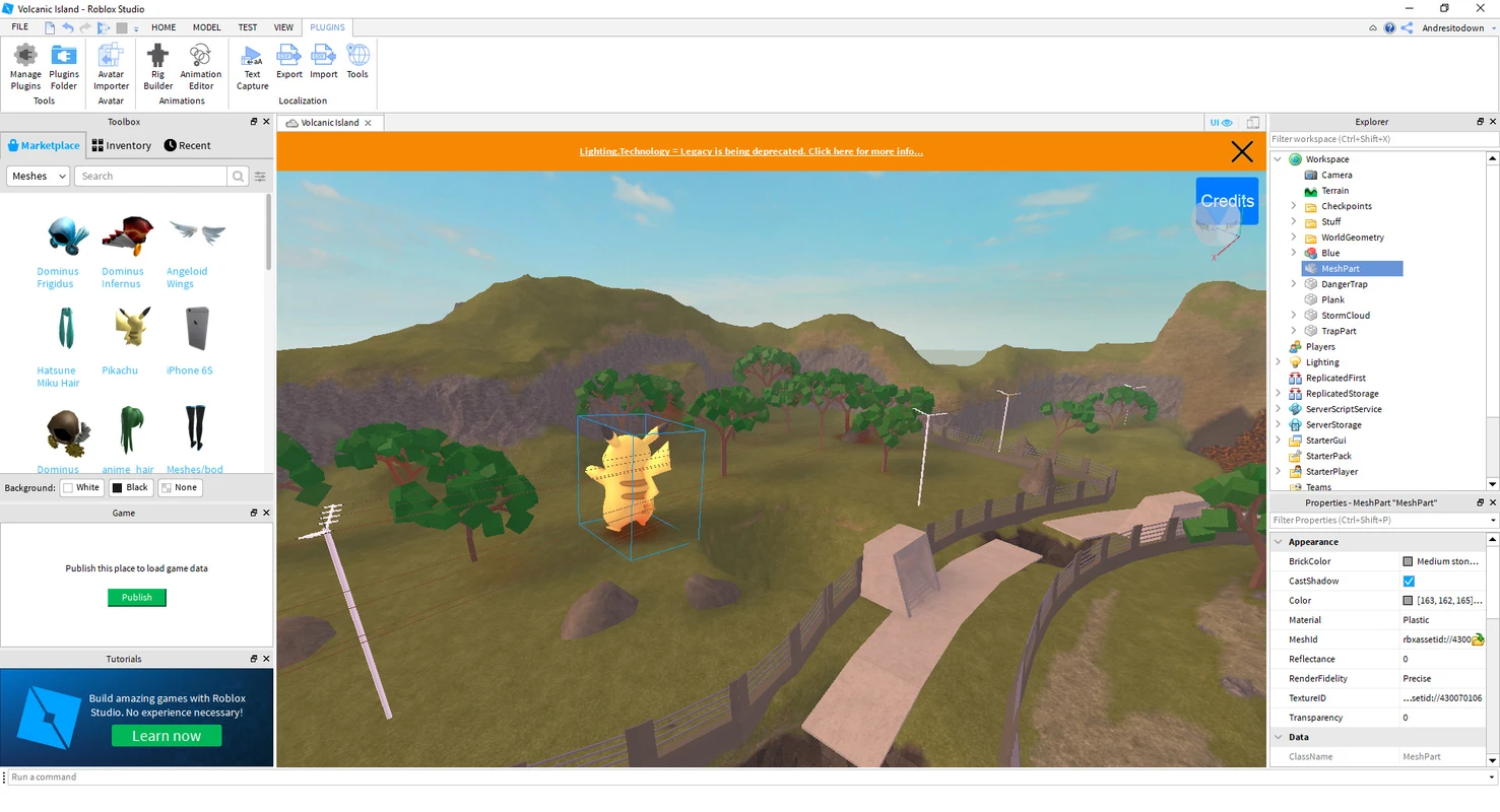 Plugin toolbar and asset import strip along the editor chrome